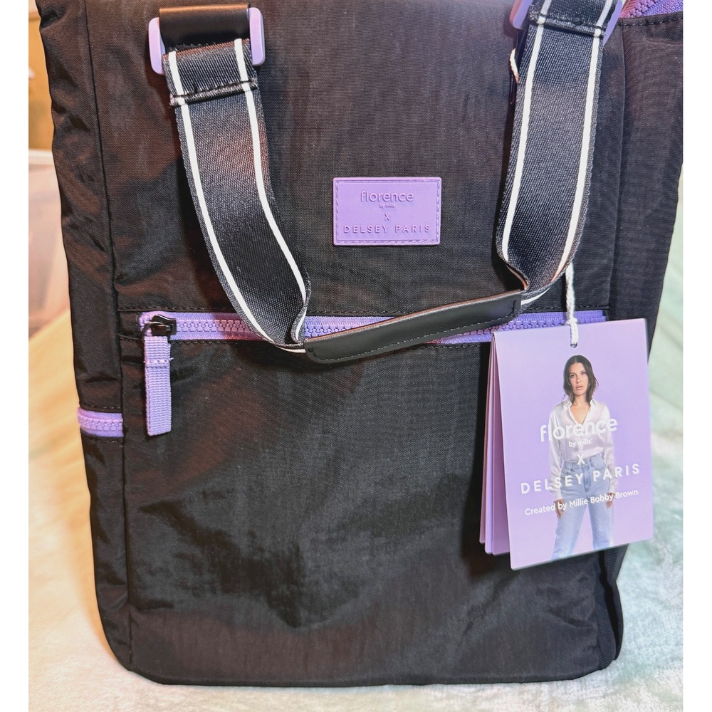 Delsey Paris Florence by Mills Black w/Purple Trim Your Story Tote Bag